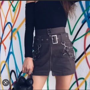 LF Carmar Denim Cargo Skirt with Chains